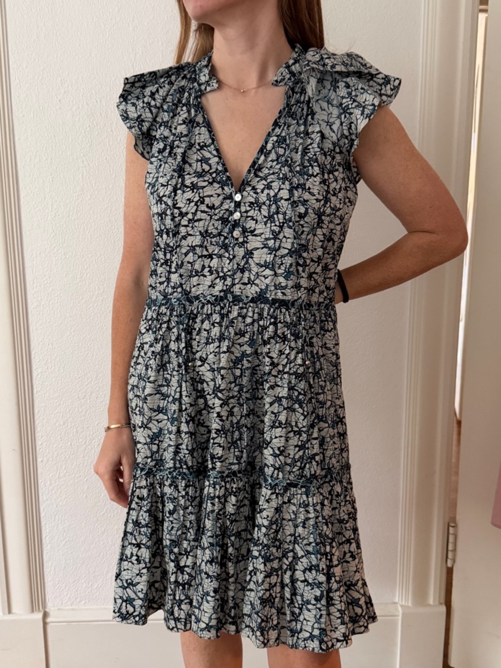 Veronica Beard Zee Floral Ruffle Mini Dress Batik Print
